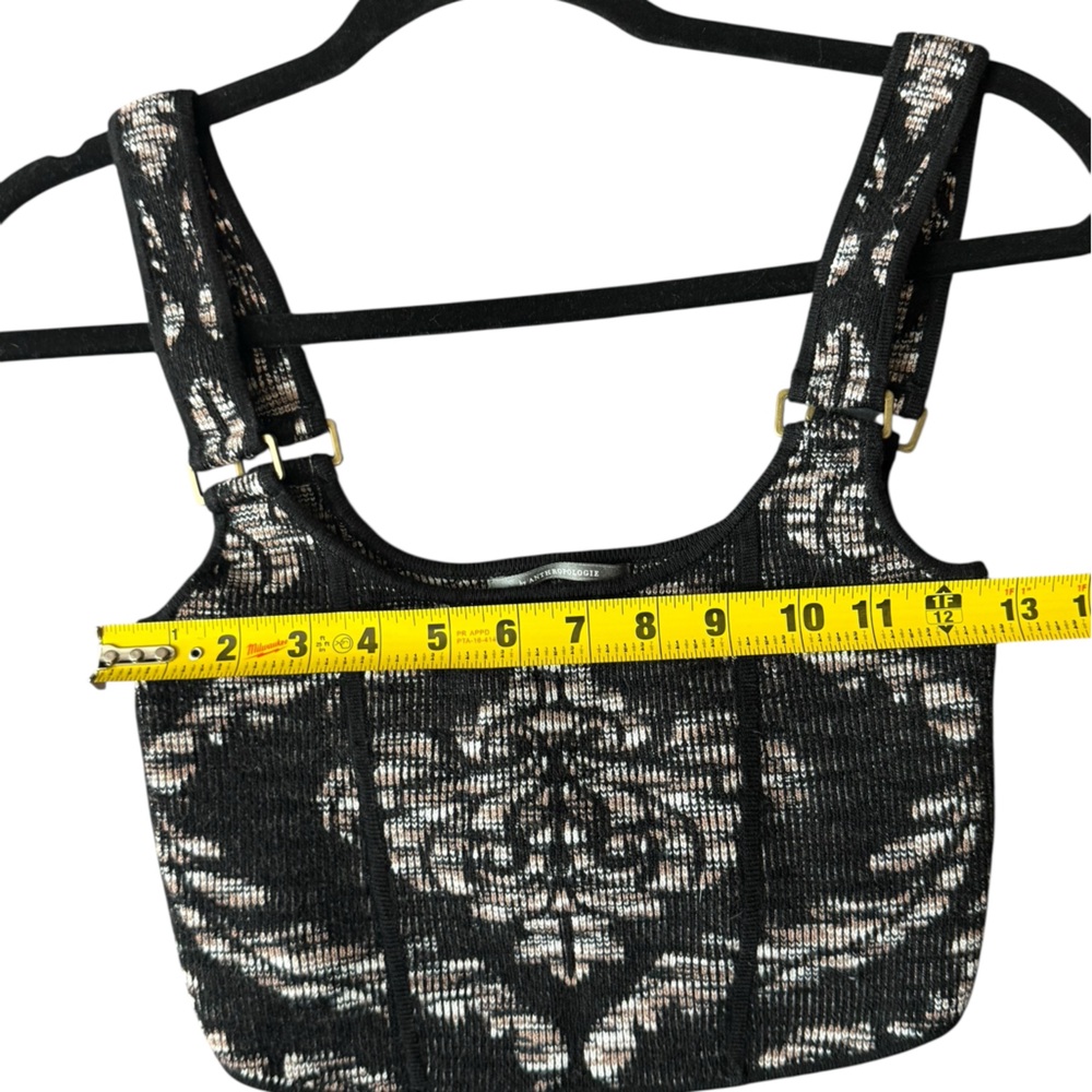 Anthropologie Valeria Knit Corset Crop Top Black Damask Bustier Dark Academia - Picture 10 of 13